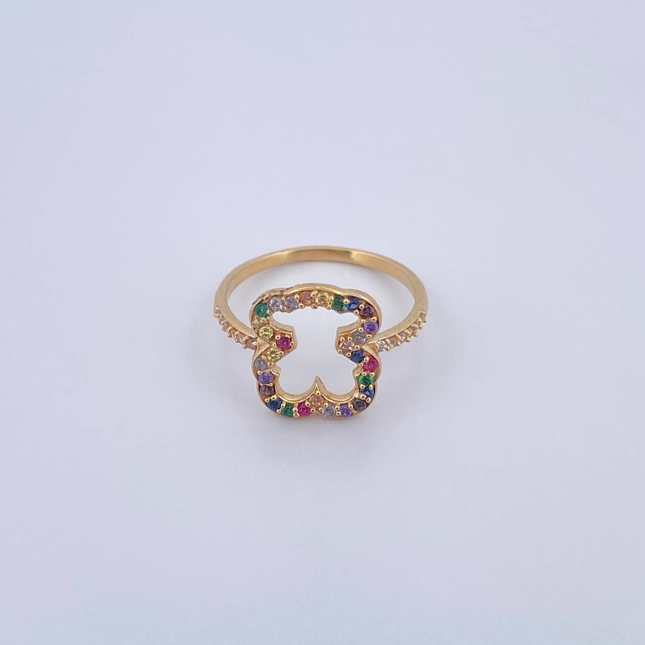 Anillo Oso Ts 2.65gr / T7 1/4 / Circones Colores Oro Amarillo 18K $