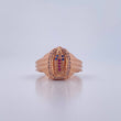 Anillo Virgen de Guadalupe 4.95gr / T8 / Circones Fucsias Azules Blancos Oro Rosa 18K $