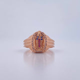 Anillo Virgen de Guadalupe 4.95gr / T8 / Circones Fucsias Azules Blancos Oro Rosa 18K $