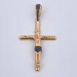 Dije Cruz Cristo 7.65gr / 6.5cm / Circones Negros Dos Oros Negro Amarillo 18K $