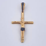 Dije Cruz Cristo 7.65gr / 6.5cm / Circones Negros Dos Oros Negro Amarillo 18K $