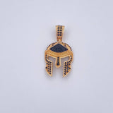 Dije Casco Gladiador 3.3gr / 3cm / Circones Negros Oro Amarillo 18K $