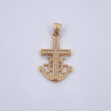 Dije Ancla Timon 2.8gr / 3cm / Circones Blancos Oro Amarillo 18K $