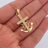 Dije Ancla Timon 2.8gr / 3cm / Circones Blancos Oro Amarillo 18K $