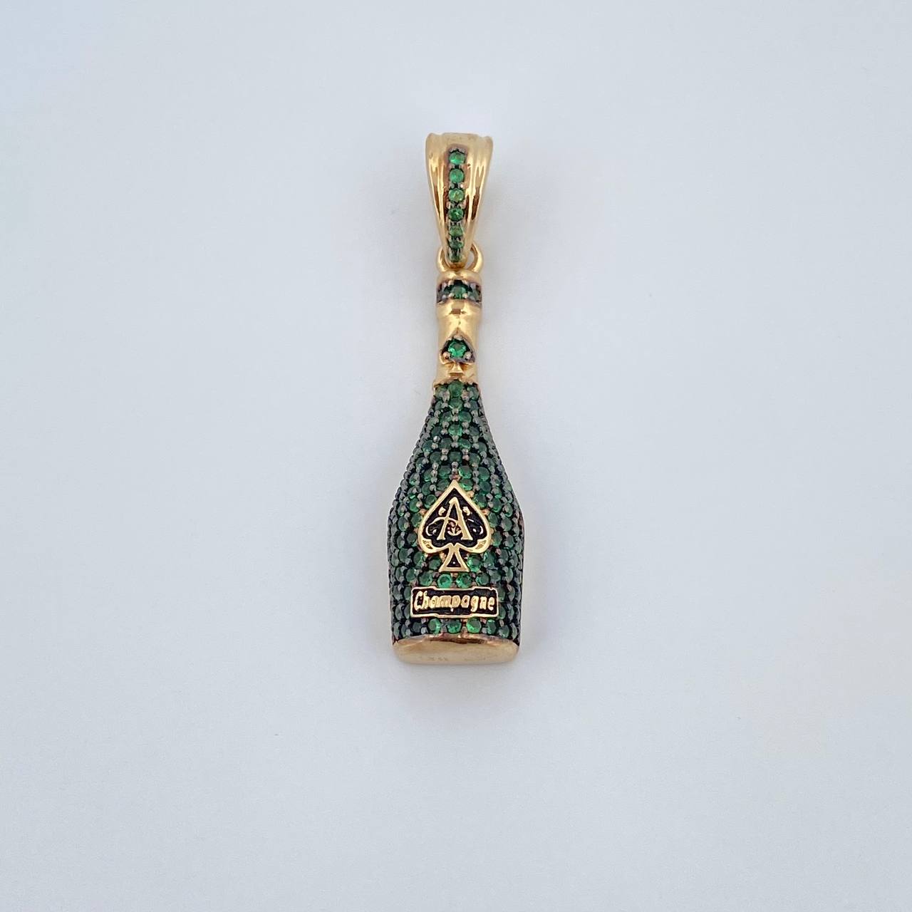 Dije Botella 4gr / 3.6cm / Circones Verdes Oro Amarillo 18K $