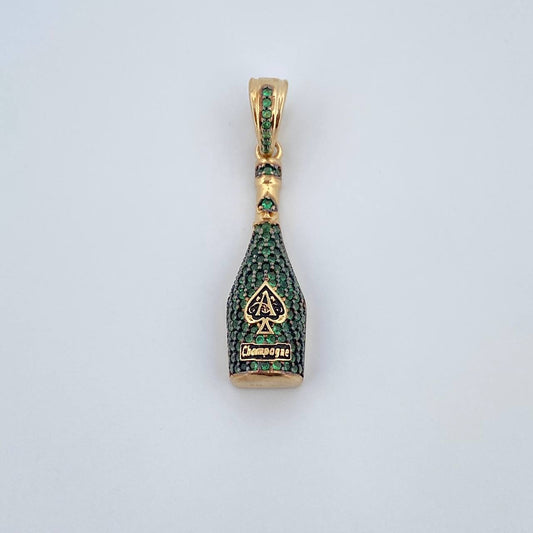 Dije Botella 4gr / 3.6cm / Circones Verdes Oro Amarillo 18K $