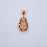 Dije Virgen del Carmen 2.45gr / 2.5cm / Circones Negros Blancos Oro Rosa 18K $