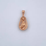 Dije Virgen del Carmen 2.45gr / 2.5cm / Circones Negros Blancos Oro Rosa 18K $