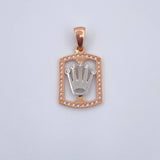 Dije Rectangular Corona RX 2.85gr / 2.9cm / Circones Blancos Dos Oros Blanco Rosa 18K $