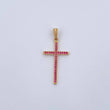 Dije Cruz 1.1gr / 3.3cm / Circones Fucsias Oro Amarillo 18K $