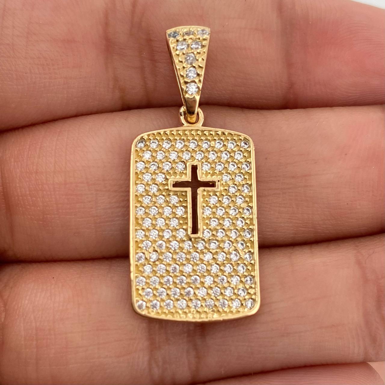 Dije Placa Cruz 3.35gr / 3.1cm / Oro Amarillo 18K &