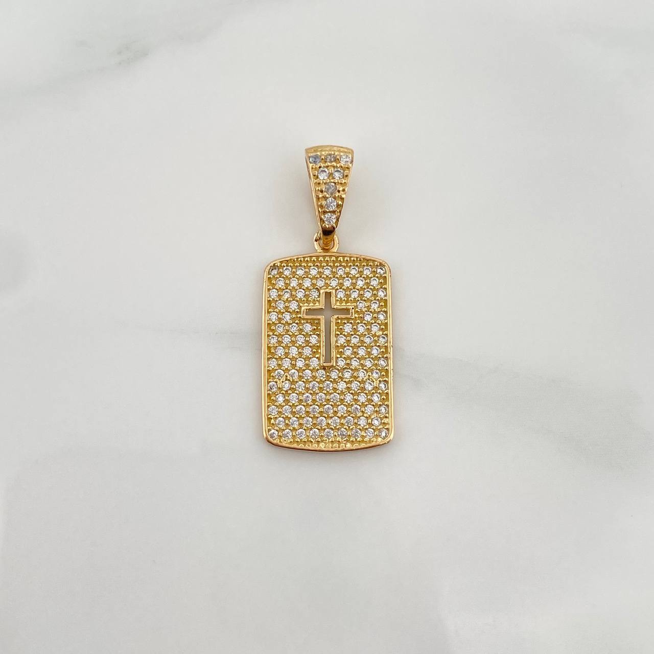Dije Placa Cruz 3.35gr / 3.1cm / Oro Amarillo 18K &