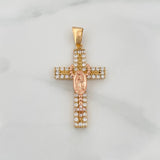 Dije Cruz Rosario Virgen Guadalupe 5.9gr / 4.5cm / Dos Oros Amarillo Rosa 18K