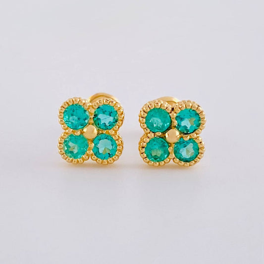 Topos Trebol Esmeraldas 78 Pts 1.9 g / 7.3 mm Oro Amarillo 18K
