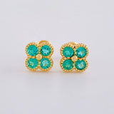 Topos Trebol Esmeraldas 78 Pts 1.9 g / 7.3 mm Oro Amarillo 18K