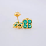 Topos Trebol Esmeraldas 78 Pts 1.7 g / 7.3 mm Oro Amarillo 18K