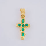 Dije Cruz Tronco Esmeraldas 80Pts 1.7 g / 3.2 cm Oro Amarillo 18K