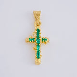 Dije Cruz Tronco Esmeraldas 40 Pts 1 g / 2.3 cm Oro Amarillo 18K