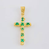 Dije Cruz Tronco Esmeraldas 5,10 Qts 6.6 g / 6.2 cm Oro Amarillo 18K