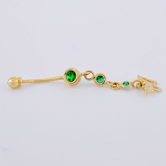 Piercing Mariposa Burbujas Colgantes 0.8 g / 4 cm Oro Amarillo 18K