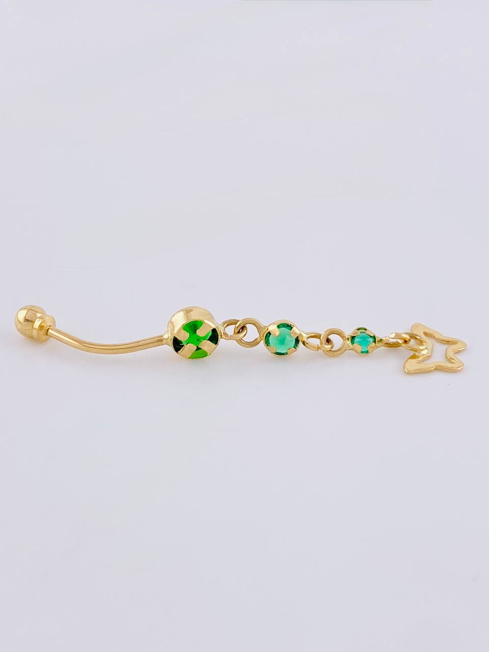 Piercing Mariposa Burbujas Colgantes 0.8 g / 4 cm Oro Amarillo 18K