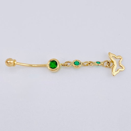 Piercing Mariposa Colgante 0.8 g / 4 cm Oro Amarillo 18K