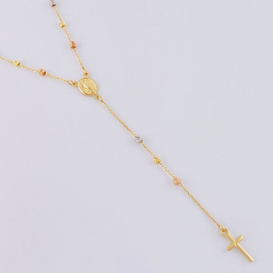 Rosario Virgen Milagrosa Cruz Lisa 2.8 g / 45.5 cm / 0.9 mm Tres Oros 18K