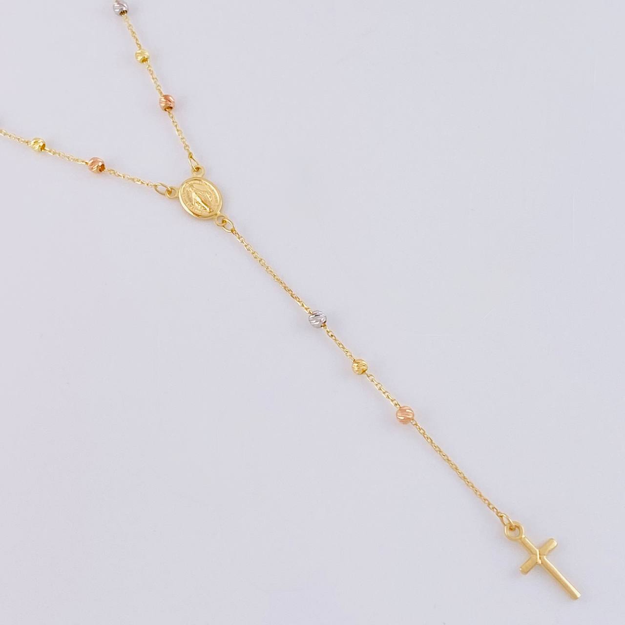 Rosario Virgen Milagrosa Cruz Lisa 2.8 g / 45.3 cm / 0.9 mm Tres Oros 18K