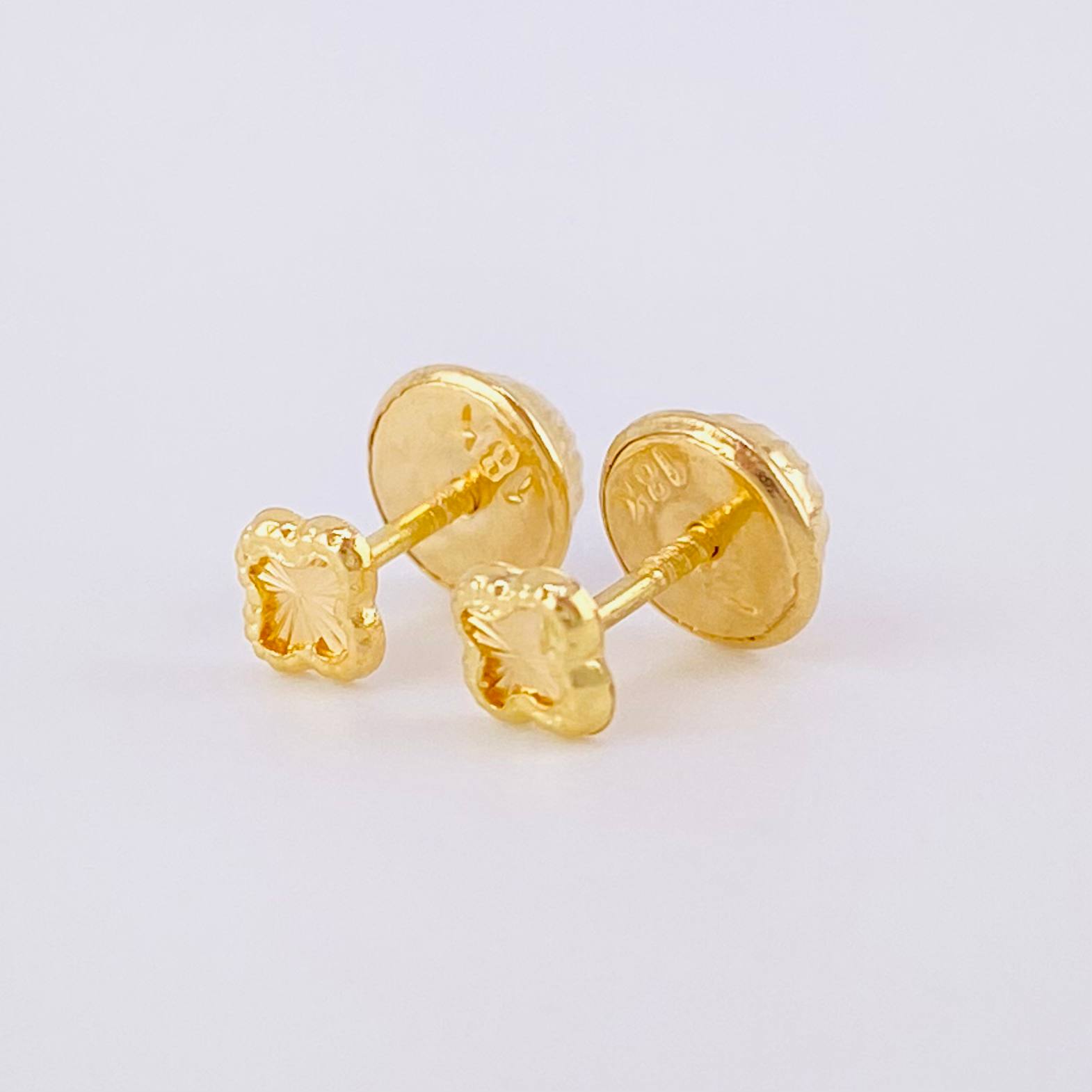 Topos Trébol Diamantado 0.35g / 4mm Oro Amarillo 18K