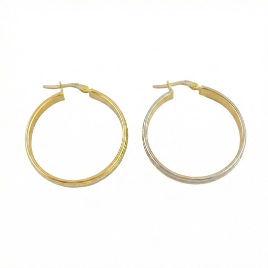 Candongas Escamado Parcial 3.75gr / 3.3cm / Dos Oros Amarillo Blanco 18K
