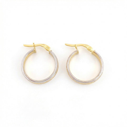 Candongas Carril Escamado 2.1gr / 2.1cm / Dos Oros Amarillo Blanco 18K