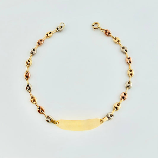 Pulso Bebé Gc Placa Rectangular Lisa 1.4gr / 14.5cm / 3.2mm Tres Oros 18K ©