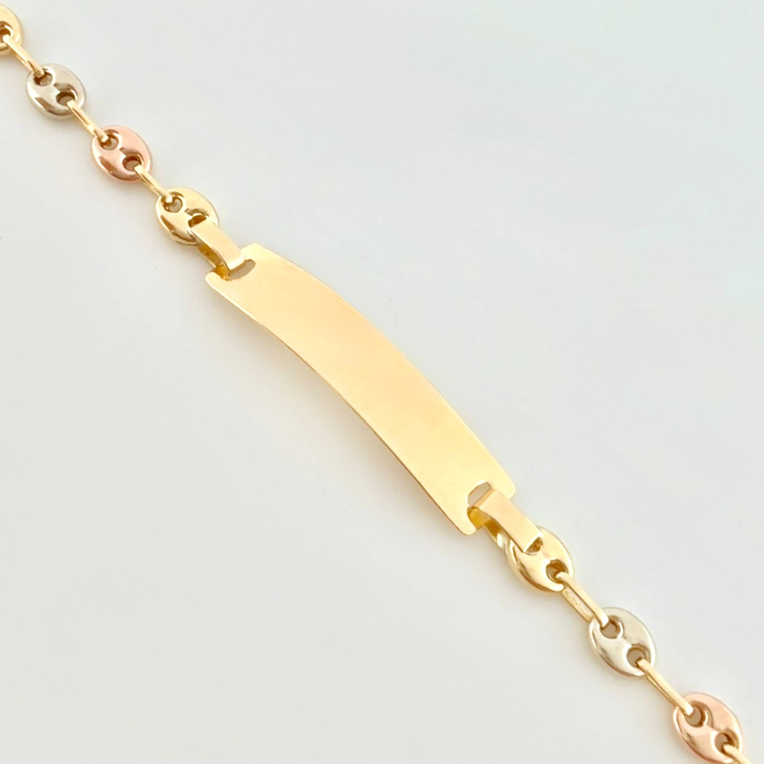 Pulso Bebé Gc Placa Rectangular Lisa 1.45gr / 14.5cm / 3.2mm Tres Oros 18K *