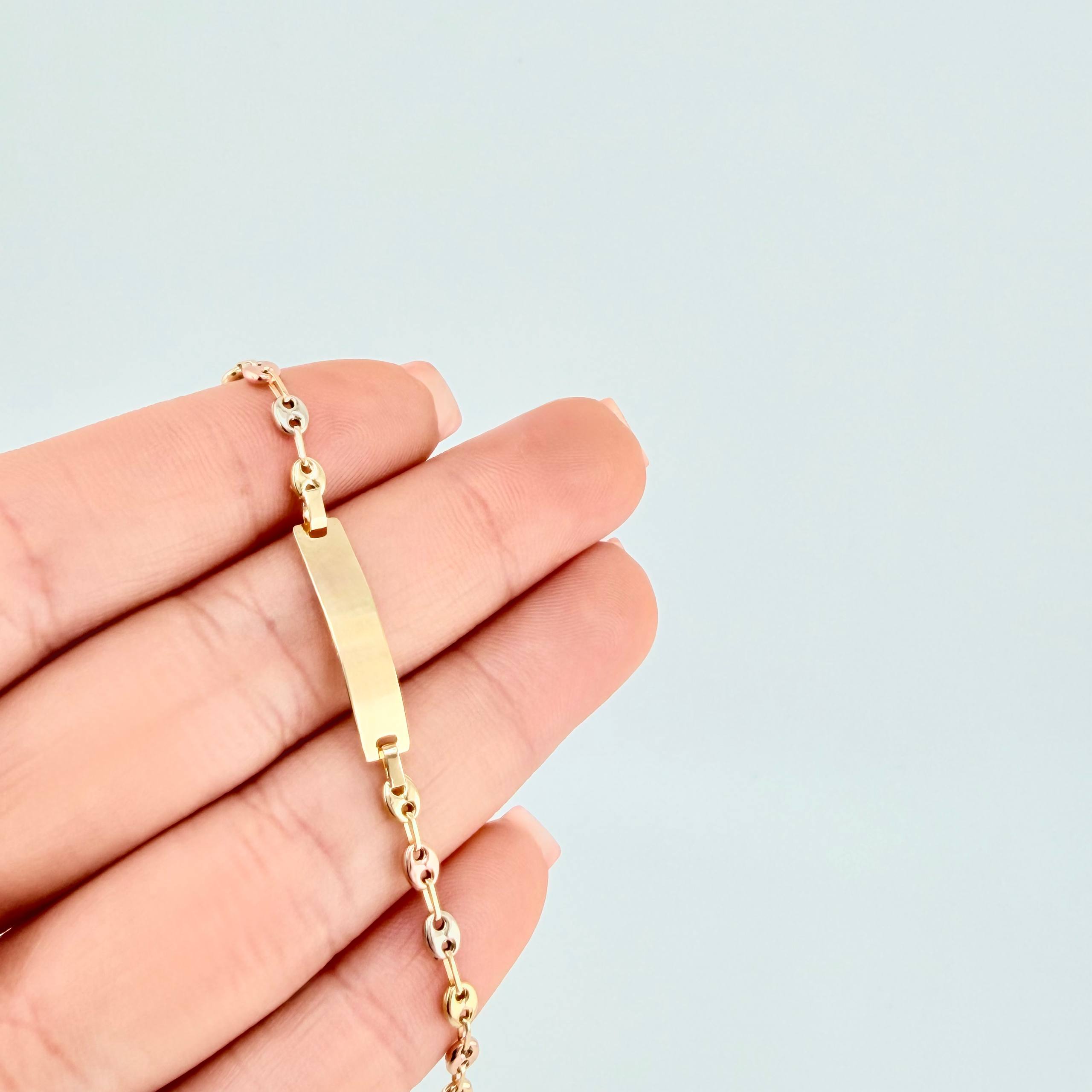 Pulso Bebé Gc Placa Rectangular Lisa 1.45gr / 14.5cm / 3.2mm Tres Oros 18K *