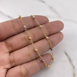 Pulso Tipo Militar 1.7gr / 18.6cm / 3mm Bolas Diamantadas Tres Oros 18K &