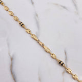Cadena Rustica Canotillo 13.5gr / 61.5cm / 5.6mm Barril Cauchos Negros Oro Amarillo 18K $