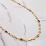 Cadena Rustica Canotillo 13.5gr / 61.5cm / 5.6mm Barril Cauchos Negros Oro Amarillo 18K $