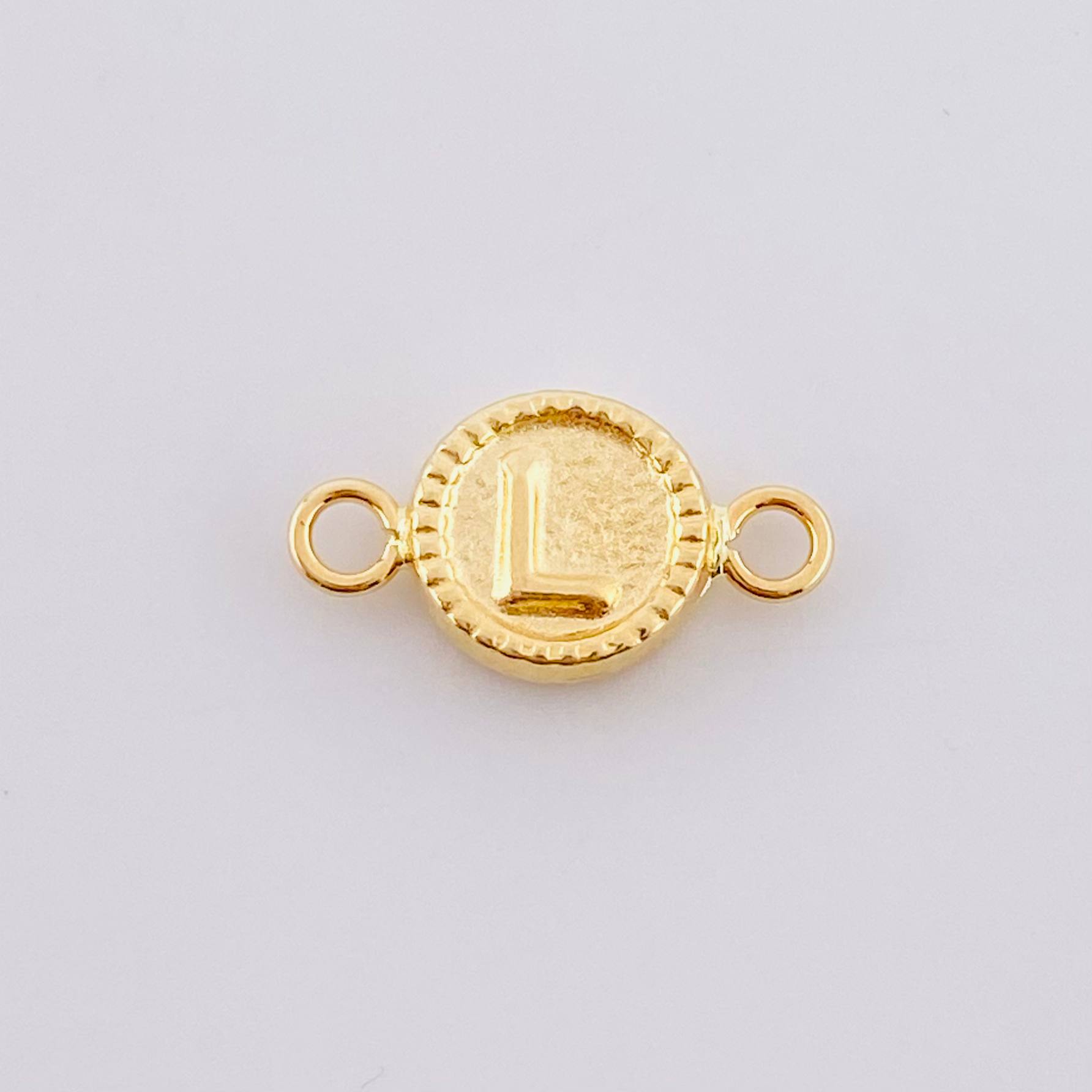 Herraje Letra L Marco Bordeado 0.4g / 1.5cm Oro Amarillo 18K