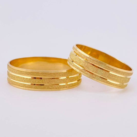 Fabricacion Bajo Pedido Argollas Triple Linea 7gr / Mate Oro Amarillo 18K