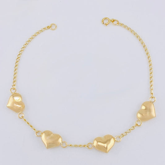 Pulso Cuarteto De Corazones 2.85 g / 19 cm / 1.6 mm Oro Amarillo 18K