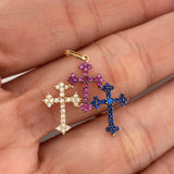 Dije Tres Cruces 1.4gr / 2.6cm / Dos Oros Negro Amarillo 18K