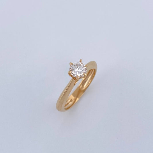 Anillo Solitario Linea Curva 2.7gr Moissanita 39 pts / T5 1/2 / Oro 18K &