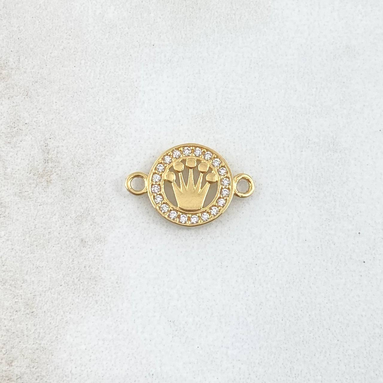 Herraje Corona RX 0.75gr / 1.5cm / Circones Blancos Oro Amarillo 18K *