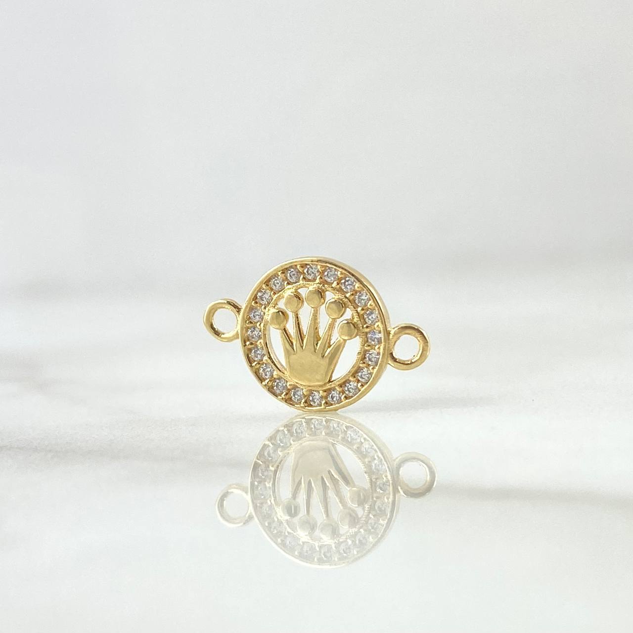 Herraje Corona RX 0.75gr / 1.5cm / Circones Blancos Oro Amarillo 18K *