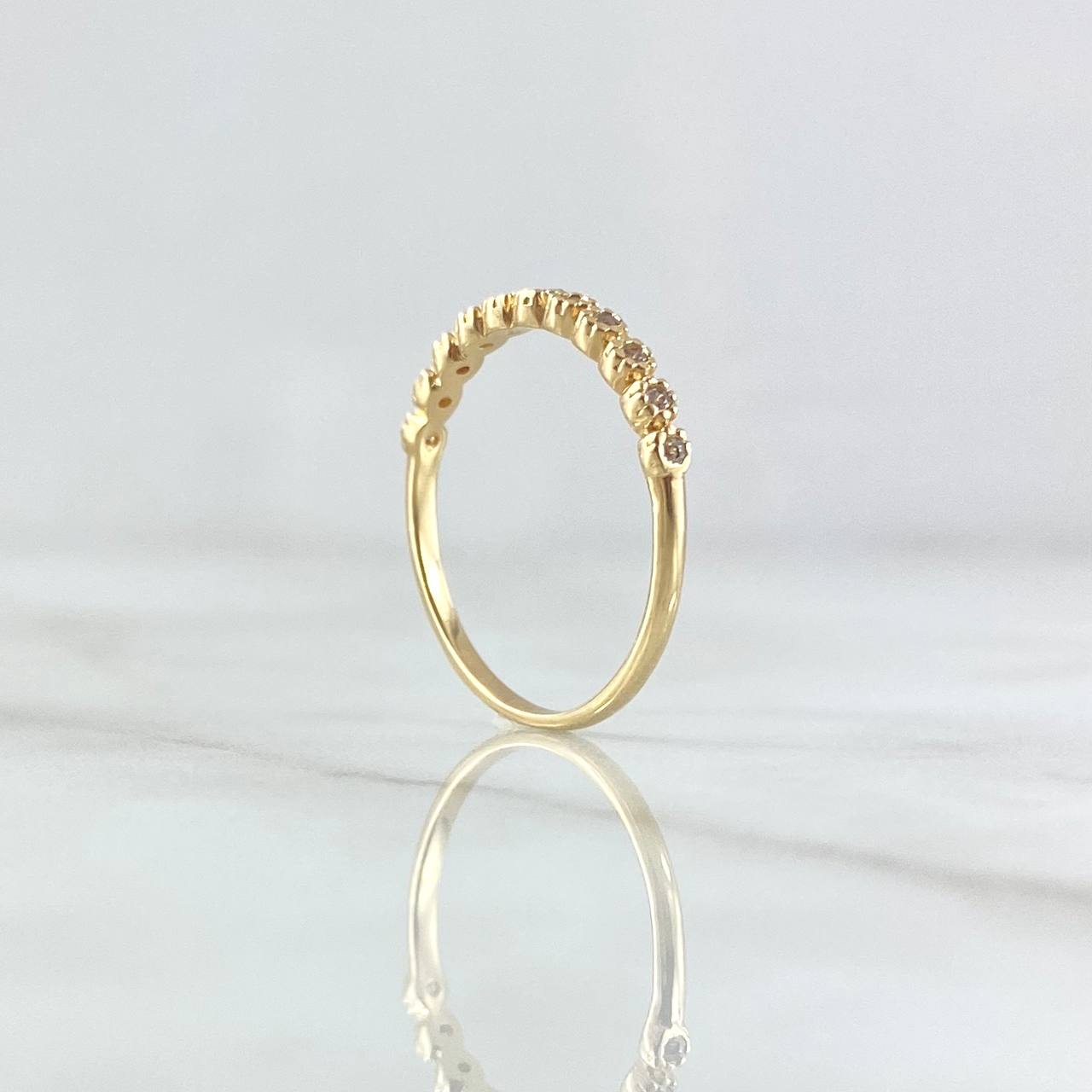 Anillo Linea De Ojos 1.4gr / T6 1/4 / Circones Blancos Oro Amarillo 18K