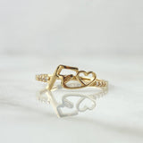 Anillo Fé Corazón 1.25gr / T5 1/2 / Circones Blancos Oro Amarillo 18K