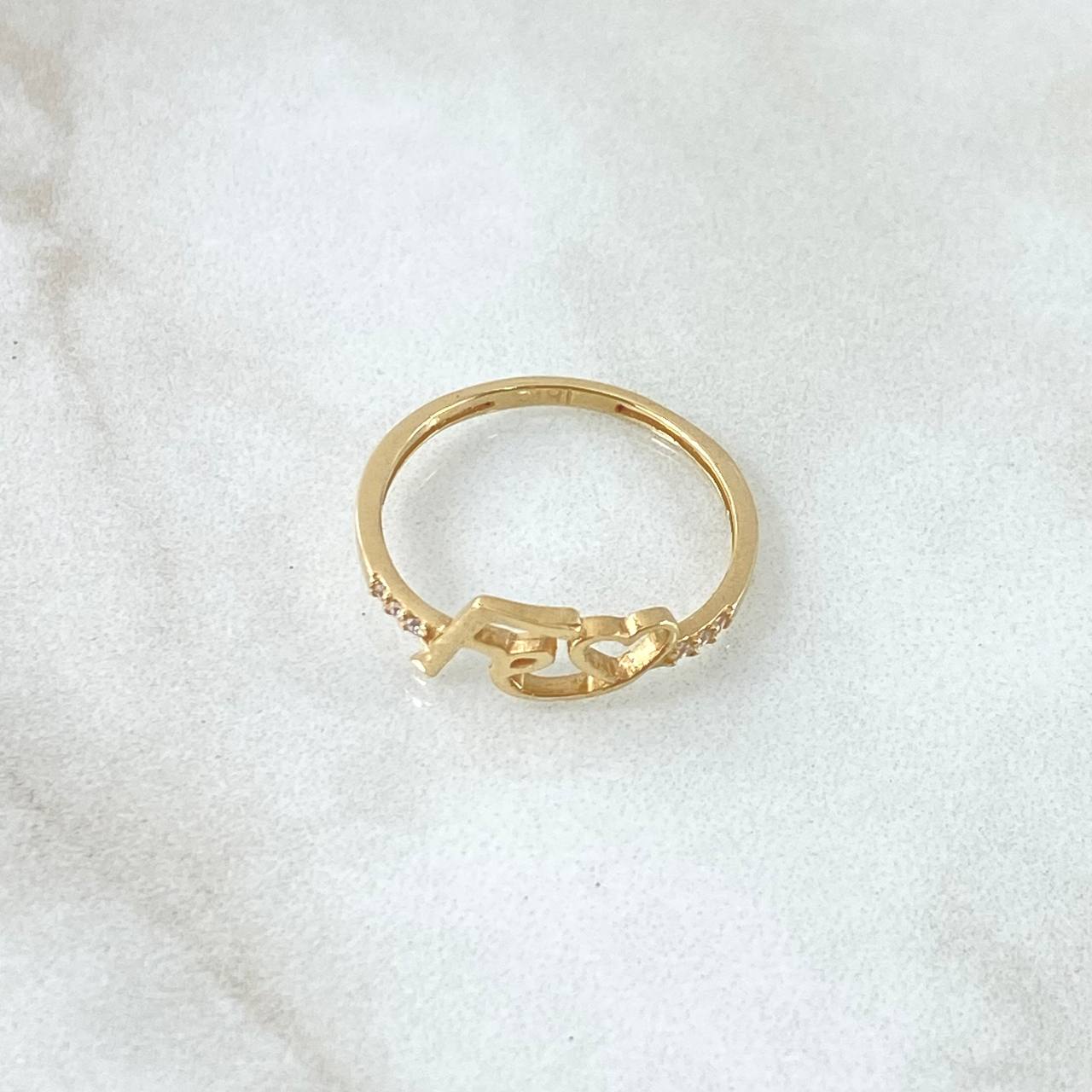 Anillo Fé Corazón 1.25gr / T5 1/2 / Circones Blancos Oro Amarillo 18K