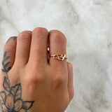 Anillo Fé Corazón 1.25gr / T5 1/2 / Circones Blancos Oro Amarillo 18K