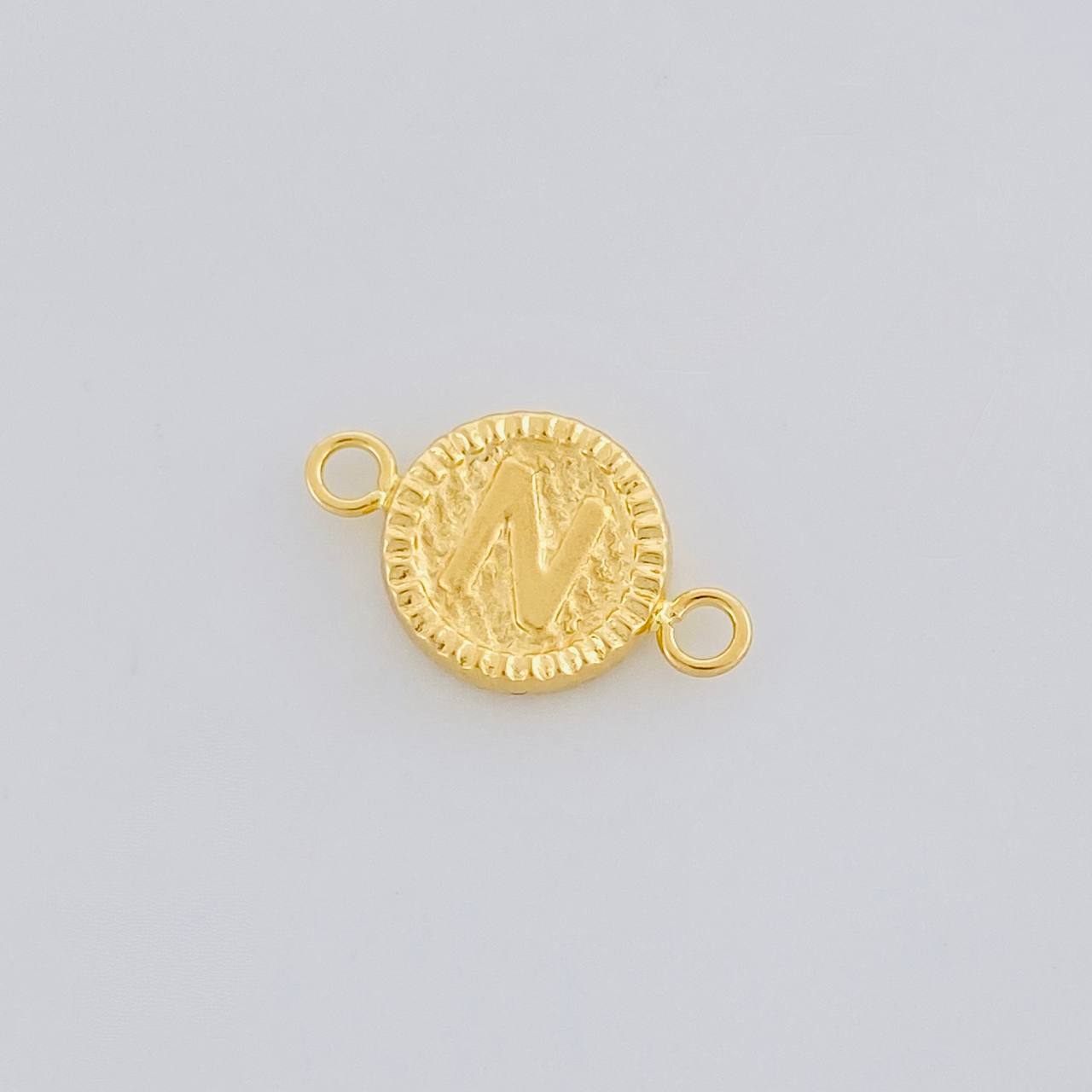 Herraje Letra N Marco Bordeado 0.55g / 1.7cm Oro Amarillo 18K