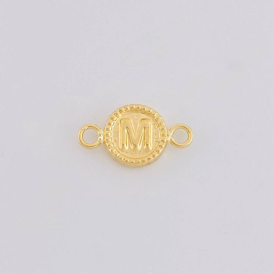 Herraje Letra M Marco Bordeado 0.4g / 1.5cm Oro Amarillo 18K